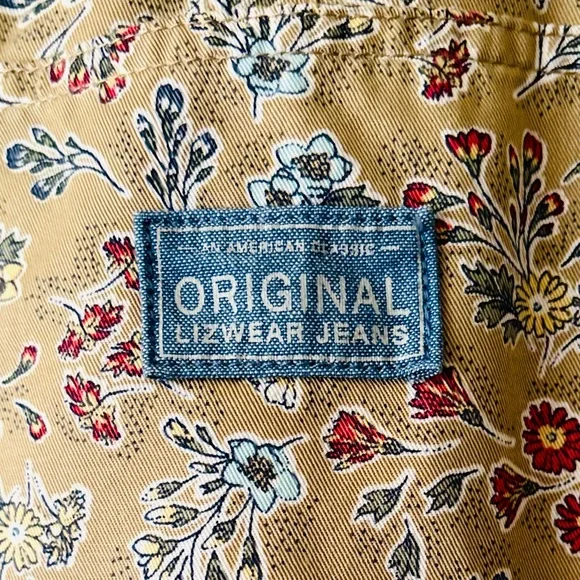 Vintage Cottagecore Skirt Size 10 100% Cotton Floral LizWear Jeans 5 Pocket - Picture 7 of 13